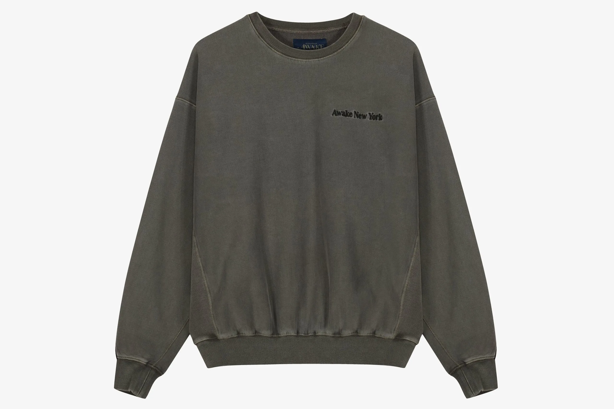 Awake Pigment Dyed Embroidered Crewneck Sweatshirt 1 Awake Pigment Dyed Embroidered Crewneck Sweatshirt