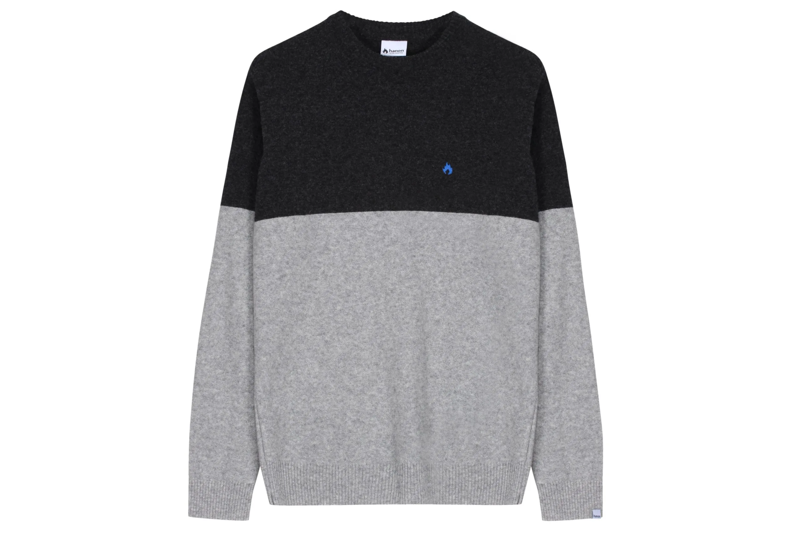 Hanon Blocked Wool Knit "Grey Melange" 1 Hanon Blocked Wool Knit "Grey Melange"