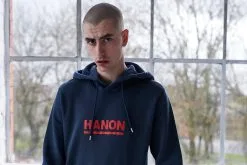 Hanon Bar Logo Hooded Sweatshirt "Petrol Navy" -Outlet Apparel Store HANSS00164NY P9